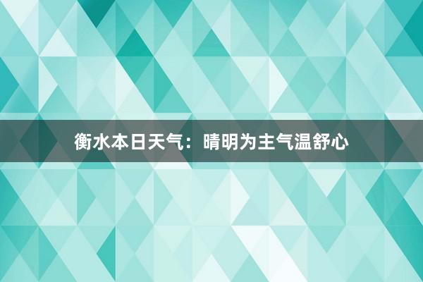 衡水本日天气：晴明为主气温舒心